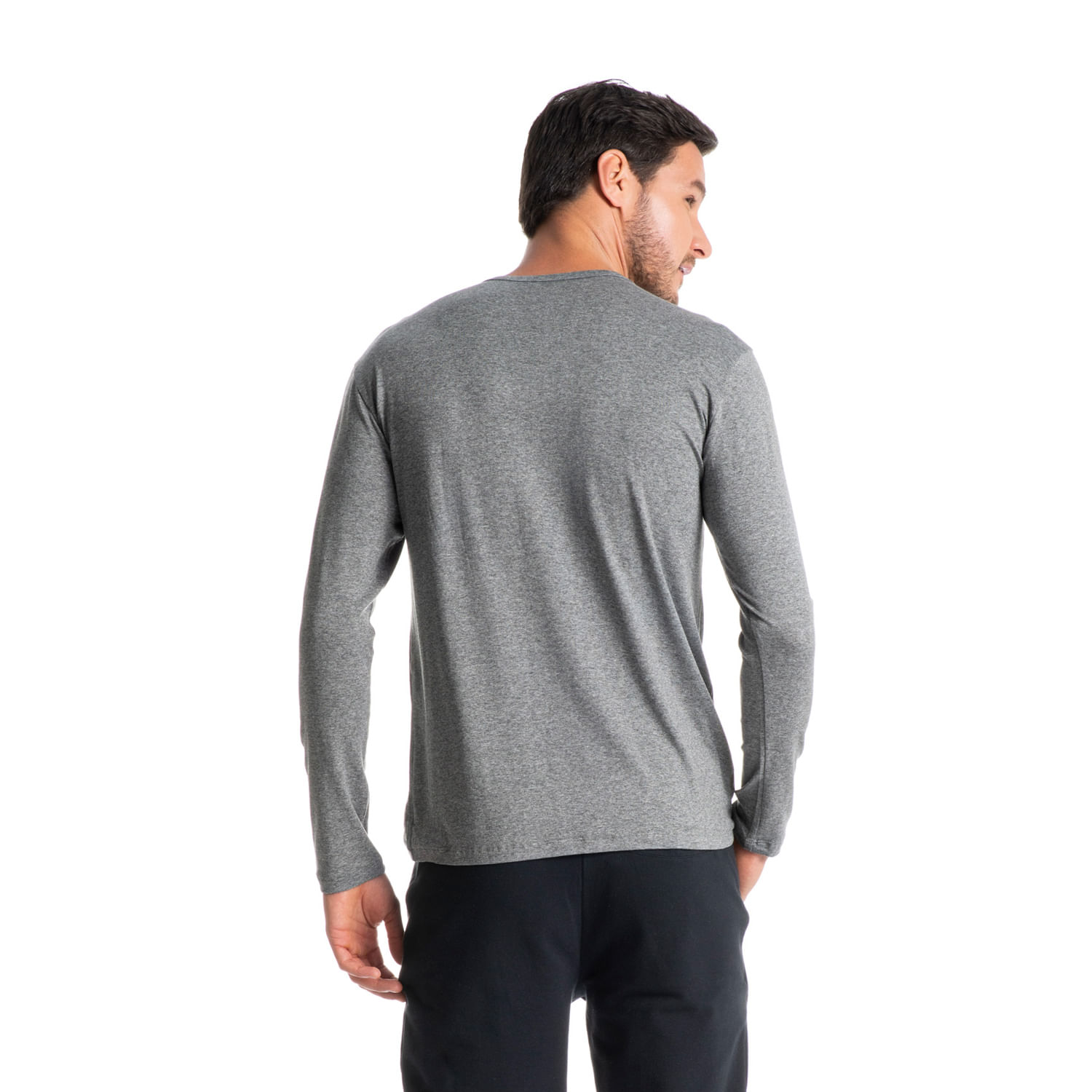 Camiseta Masculina Manga Longa Fred Cinza - Imagem 2
