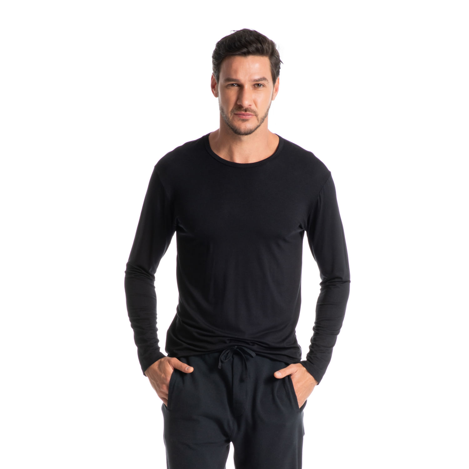 Camiseta Masculina Manga Longa Fred Preto - Imagem 1