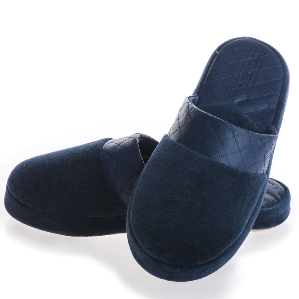 Chinelo Masculino Em Plush Guilherme Fechado Azul-marinho - Imagem 2