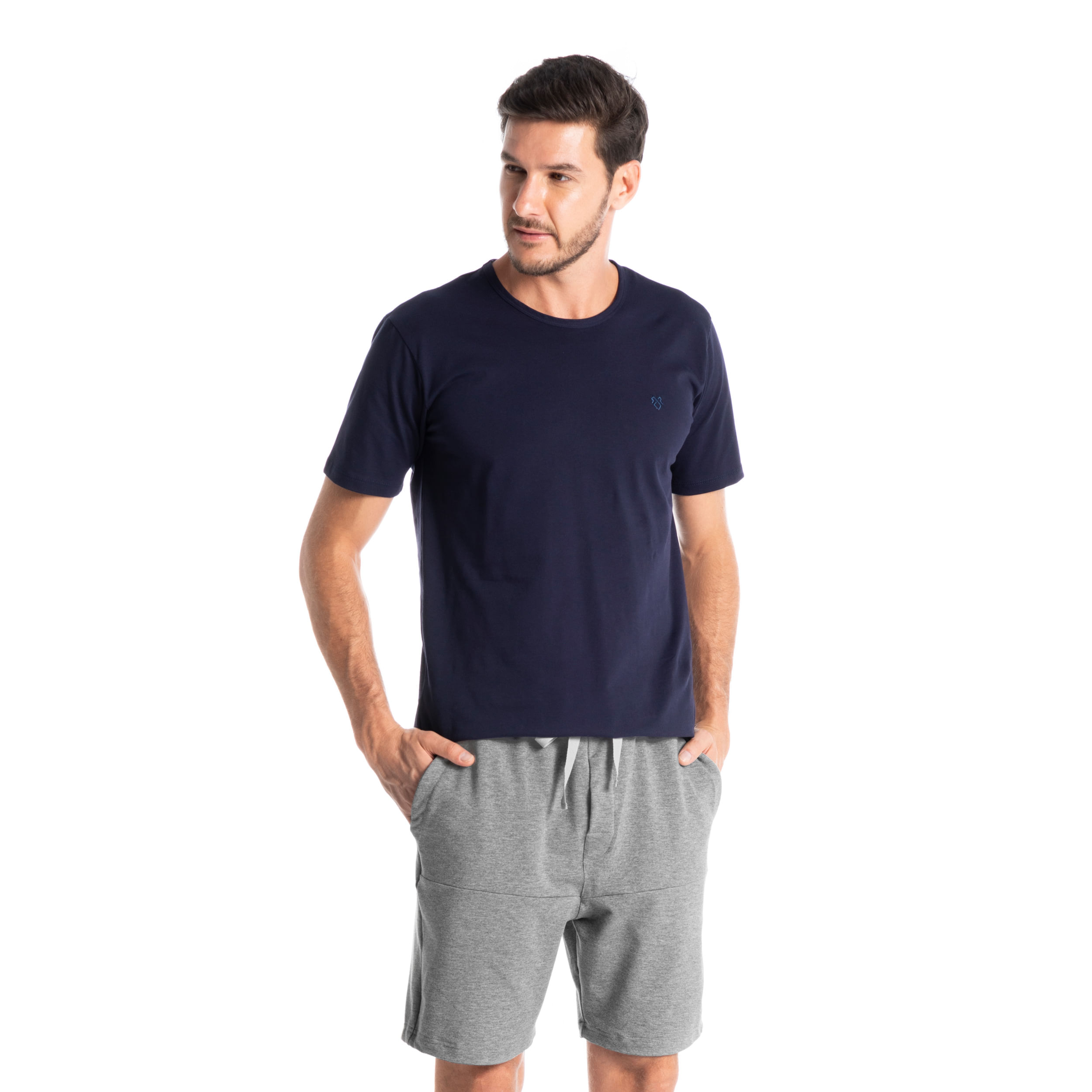 Camiseta Masculina Manga Curta Raul Azul-marinho - Imagem 1