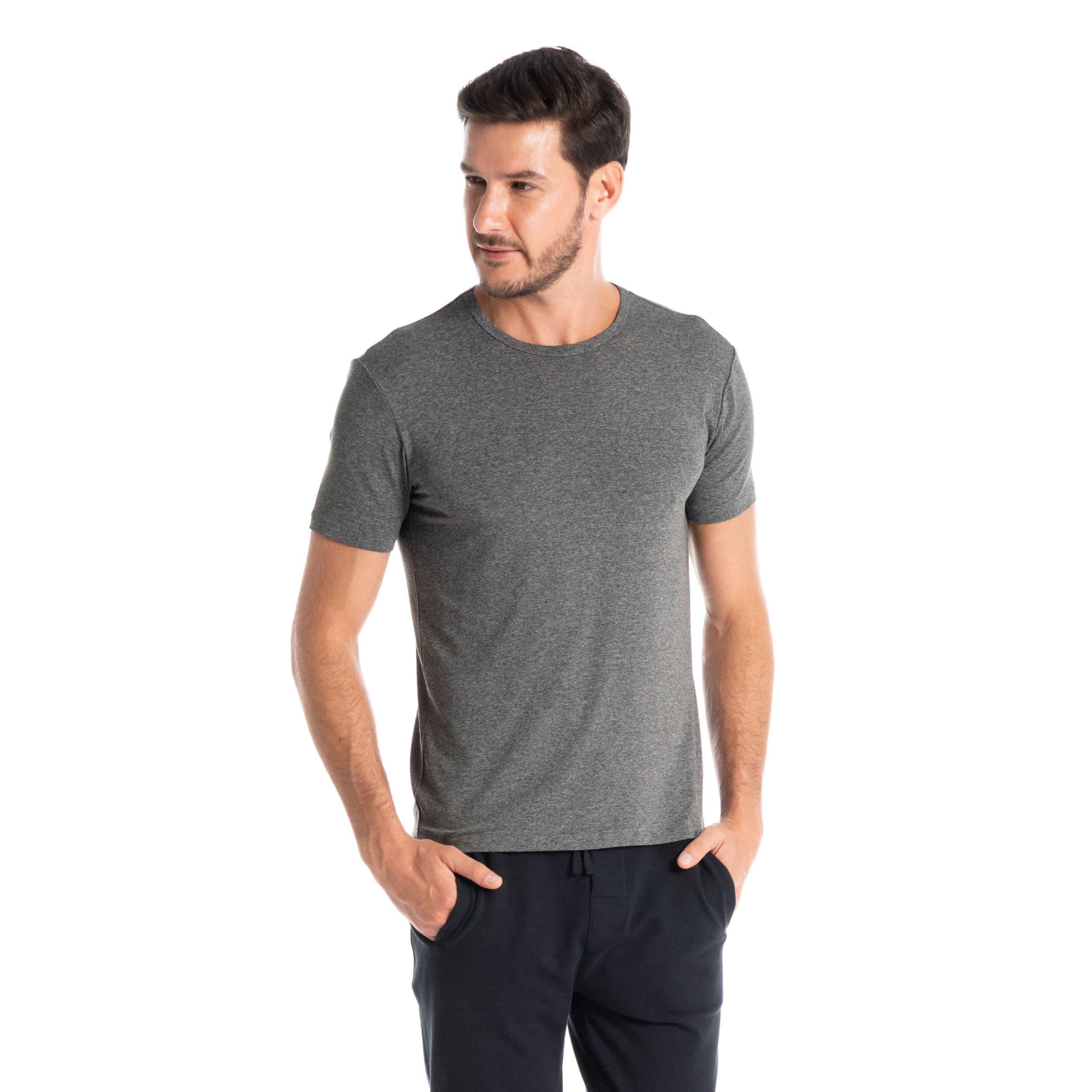 Camiseta Masculina Manga Curta Fred Cinza - Imagem 1