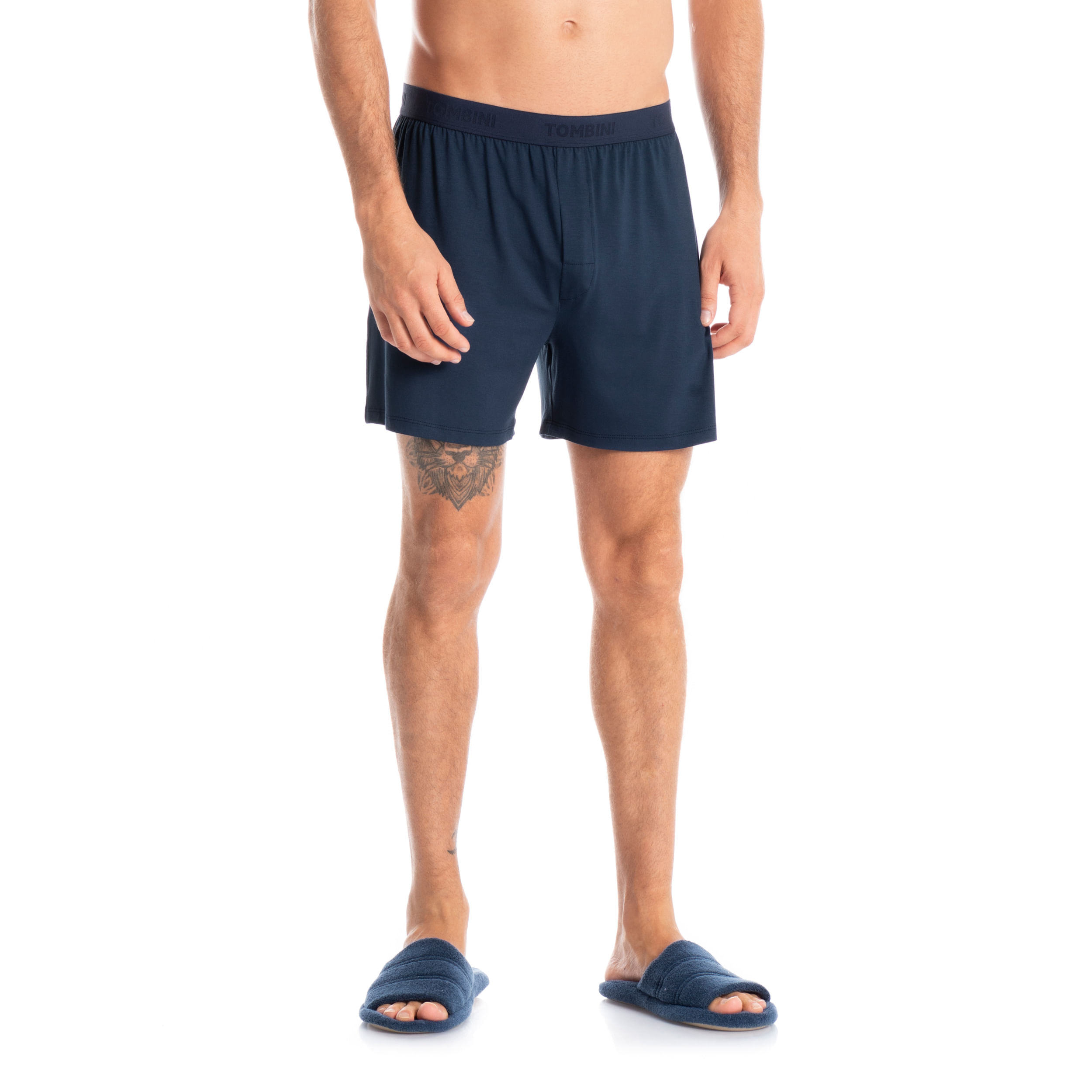 Boxer Masculina Com Elástico Visco Azul-marinho - Imagem 1