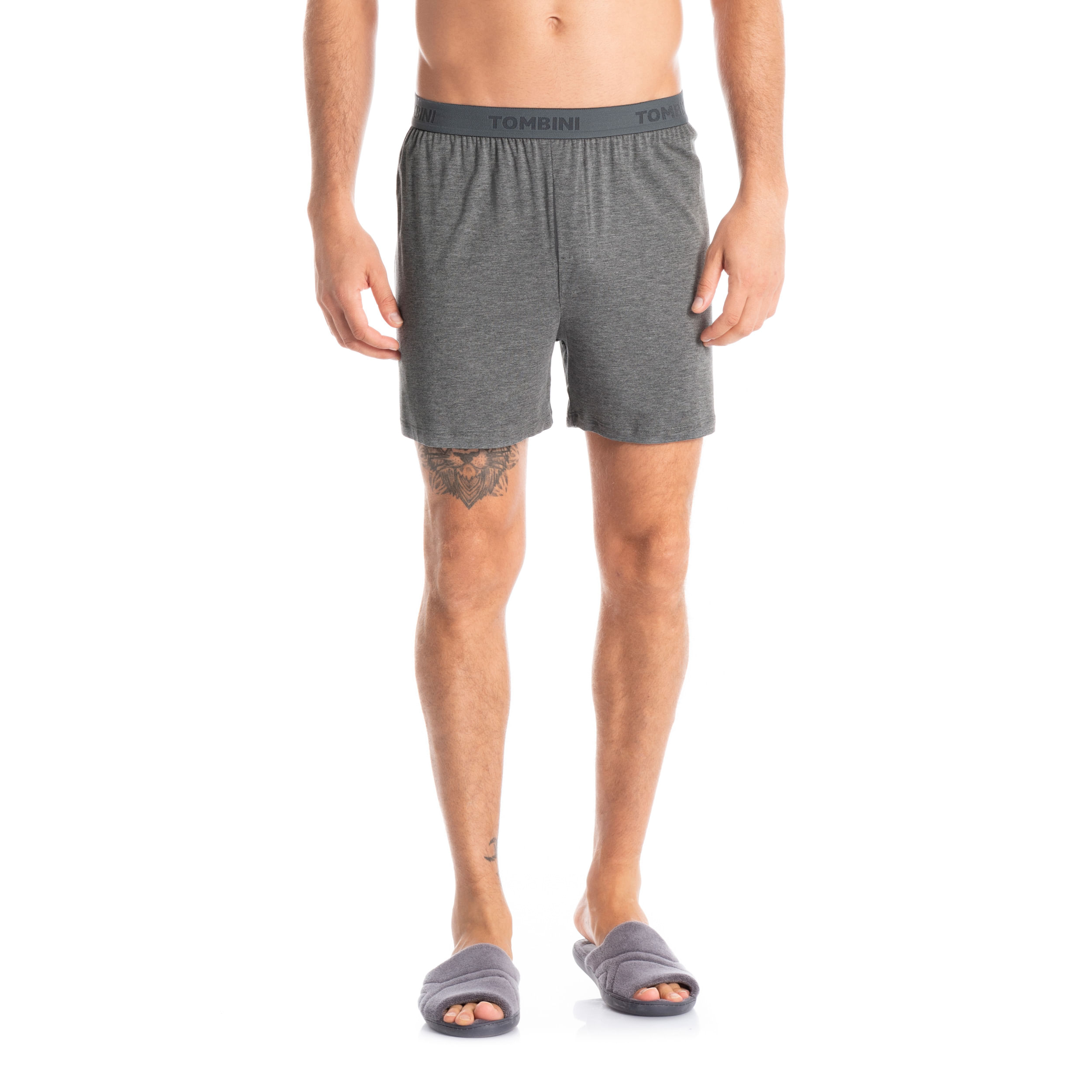 Boxer Masculina Com Elástico Visco Cinza - Imagem 1