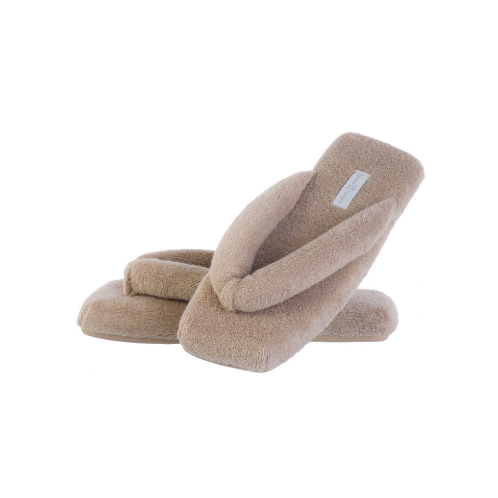 Chinelo Em Atoalhado Dedo Lui Bege - Imagem 1