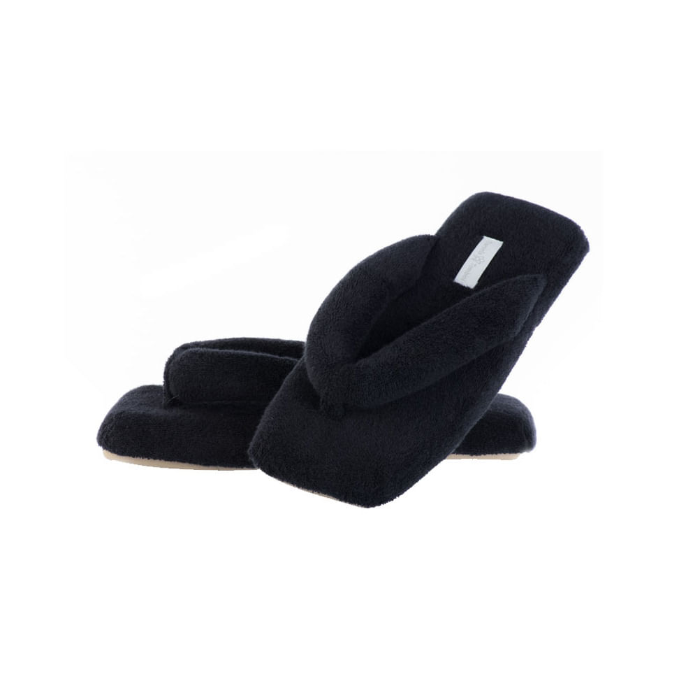Chinelo Em Atoalhado Dedo Lui Preto - Imagem 1