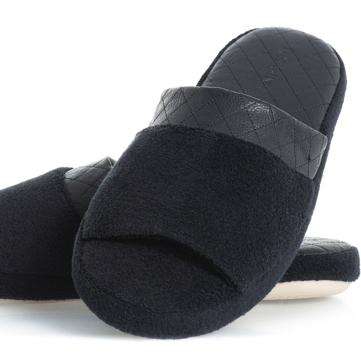 Chinelo Masculino Em Atoalhado Guilherme Aberto Preto - Imagem 2