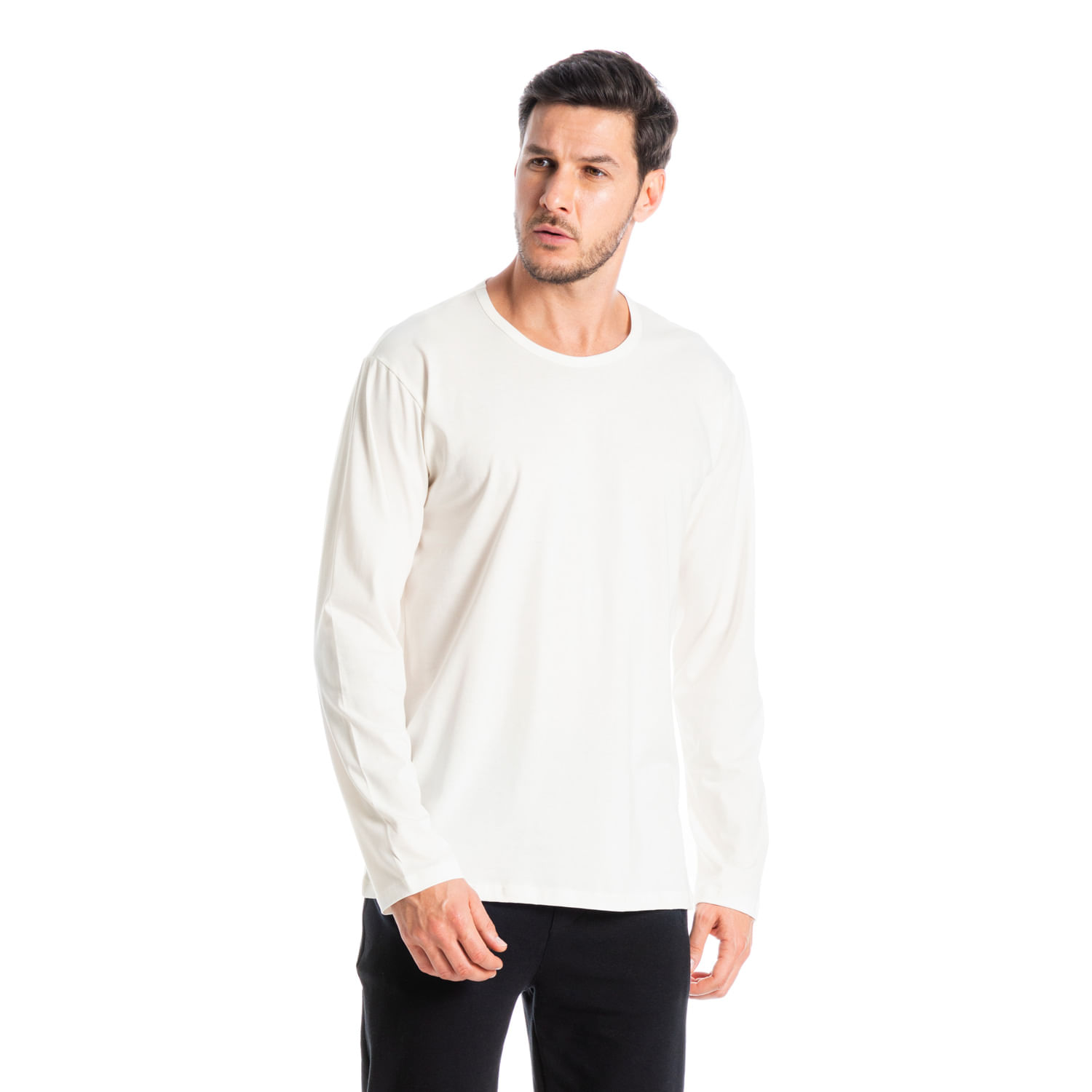 Camiseta Masculina Manga Longa Raul Branco - Imagem 1