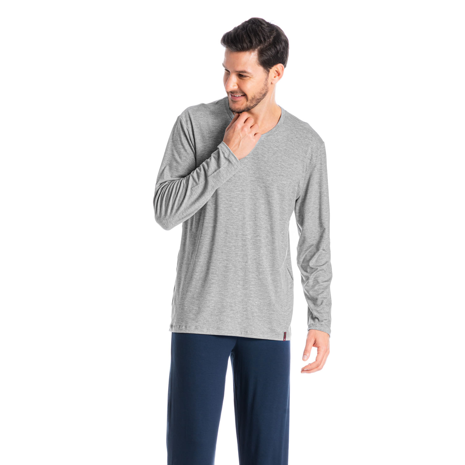 Pijama Masculino Longo Romeu Cinza - Imagem 1