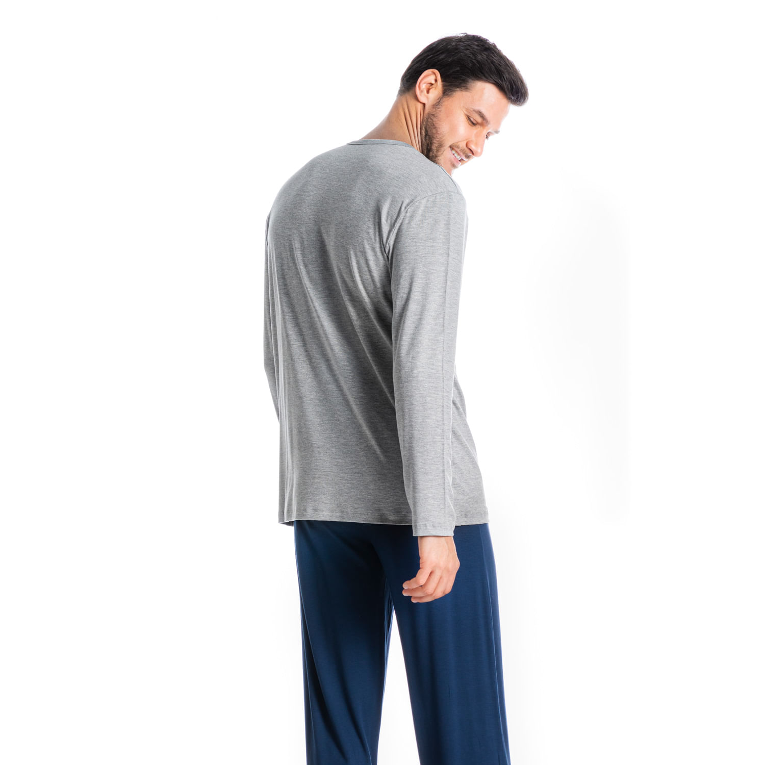 Pijama Masculino Longo Romeu Cinza - Imagem 2