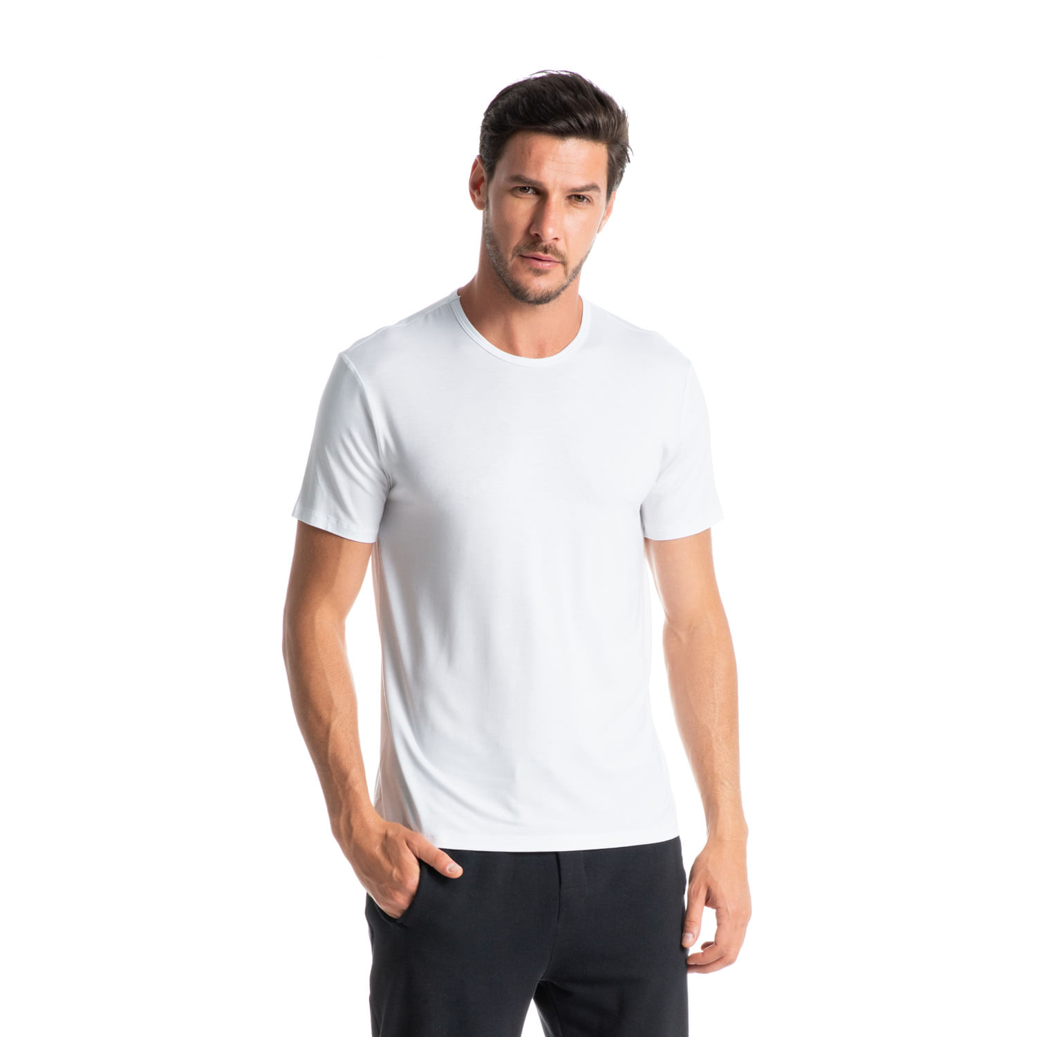 Camiseta Masculina Manga Curta Fred Branco - Imagem 1