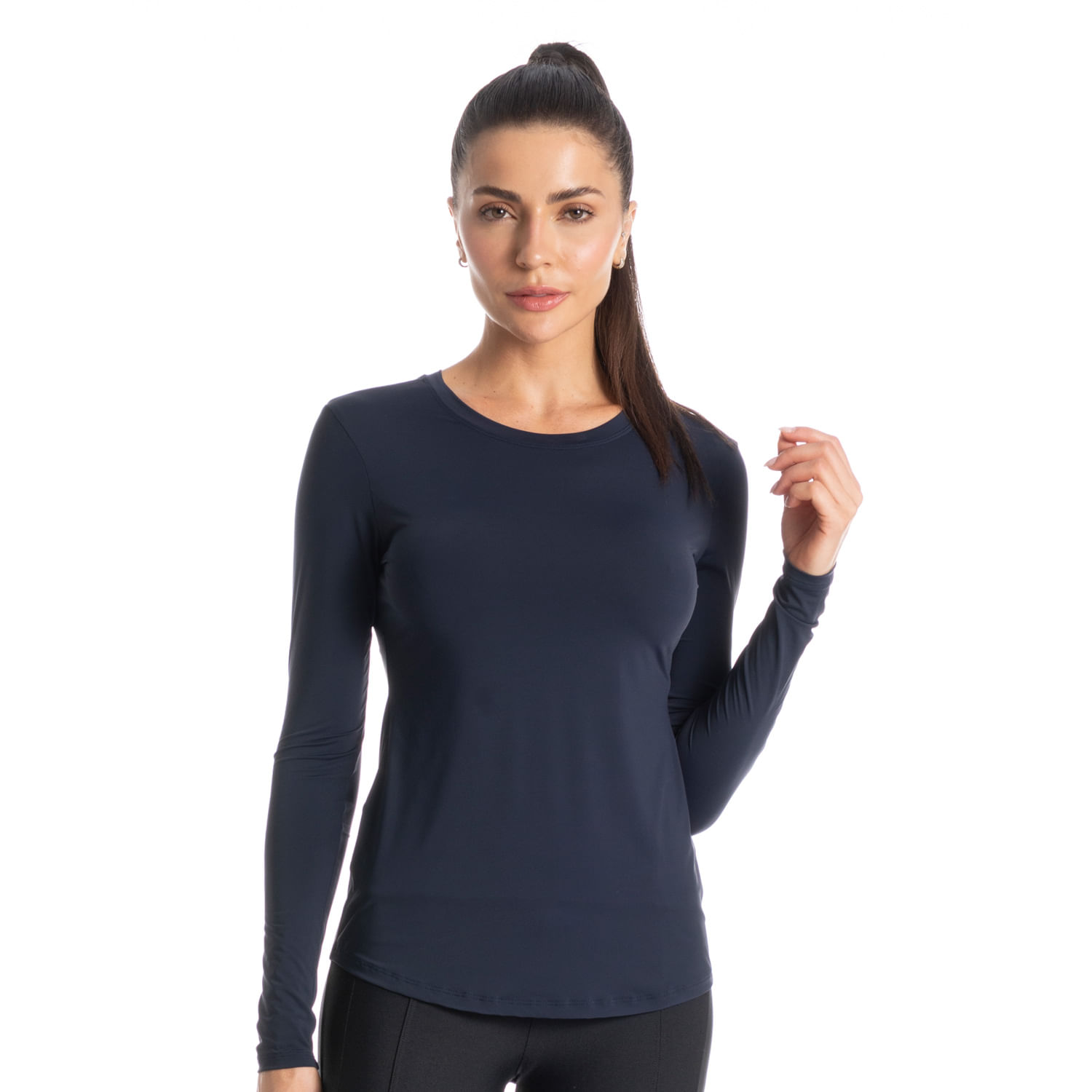 Blusa Feminina Manga Longa Fluity Infinite Vivame Azul-marinho - Imagem 1
