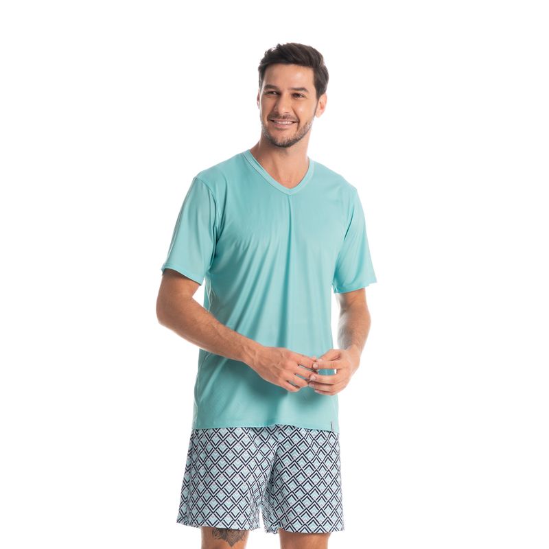 Pijama-Masculino-Curto-Estampado-Clovis-Verde-Daniela-Tombini