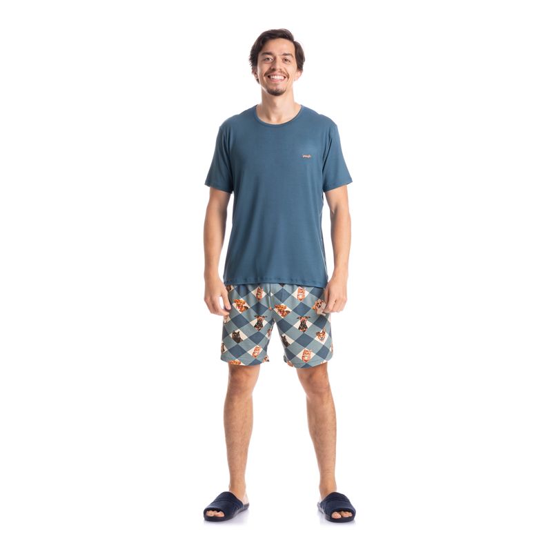 Pijama-Masculino-Curto-Xadrez-Vira-Latas-Daniela-Tombini