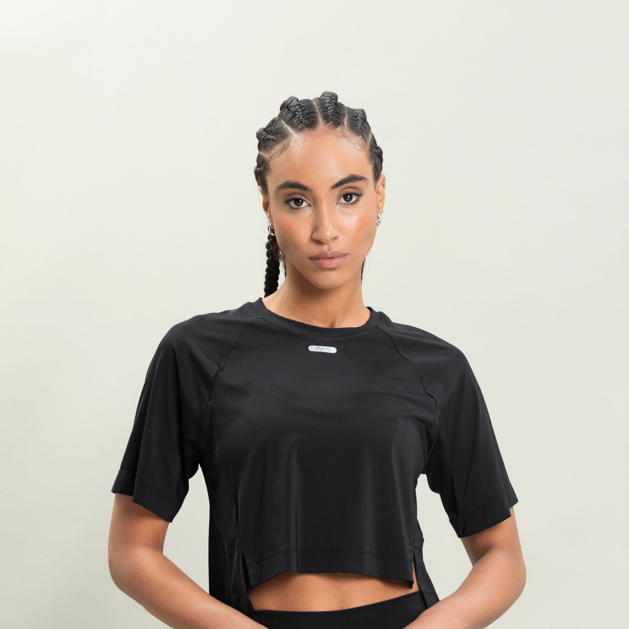 Camiseta Feminina Crop New Fluity Infinite Vivame Preto - Imagem 1