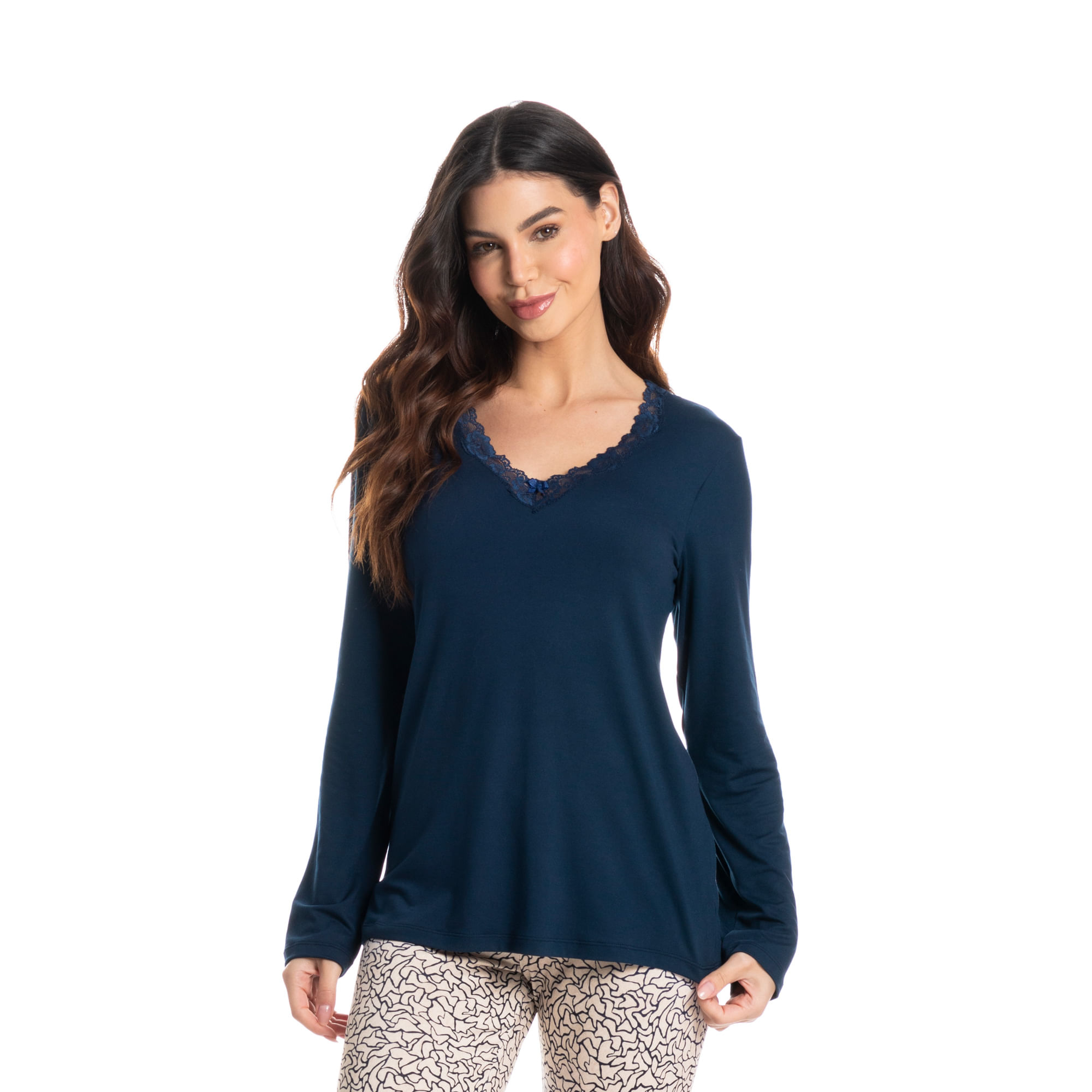 Pijama Feminino Legging Duda Azul-marinho - Imagem 1
