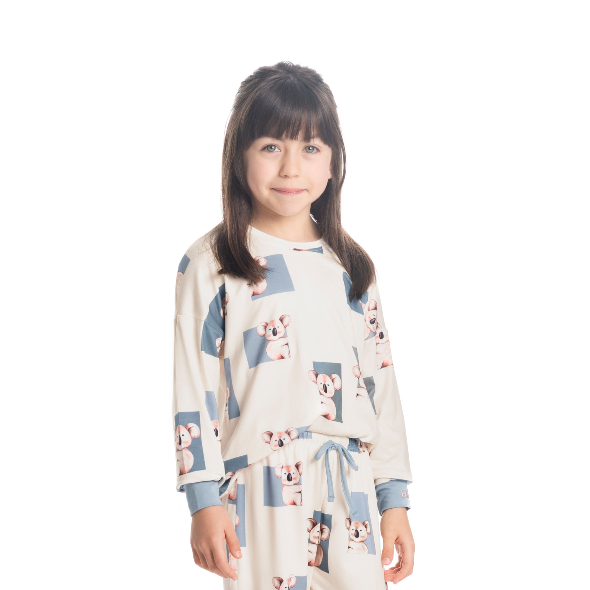 Pijama Feminino Infantil Longo Sophia Azul - Imagem 1