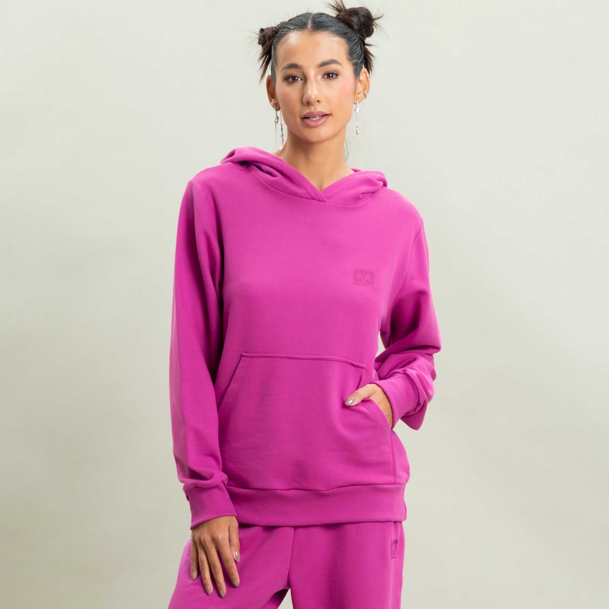 Moletom Feminino Com Capuz E Bolso Kelsey Vivame Rosa-2 - Imagem 1