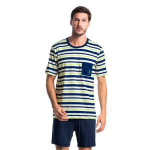 Pijama Masculino Curto Listrado Com Bolso José Tombini