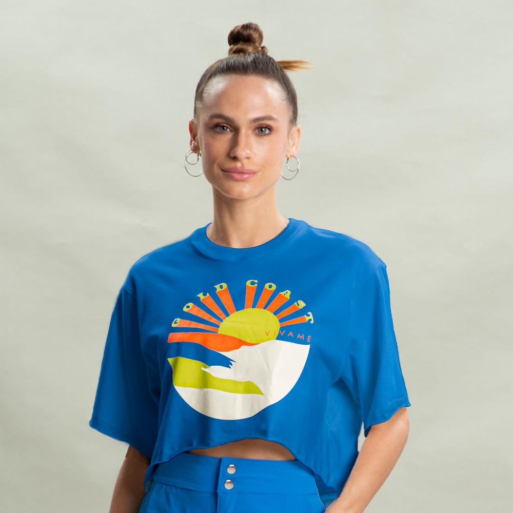 Camiseta Gold Coast Cropped G010 Azul-2 - Imagem 1