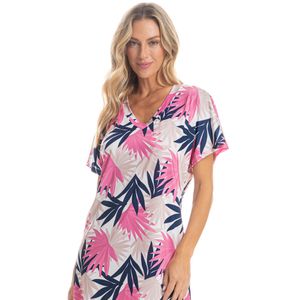 Kaftan Feminino Médio Isadora Folhagem Marinho E Rosa