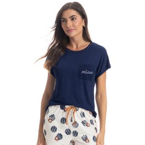 Pijama Feminino Curto Com Bolso Angelina Gato Poá