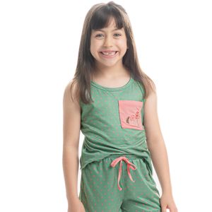 Pijama Infantil Curto Regata Com Bolso Angelina Cogumelos