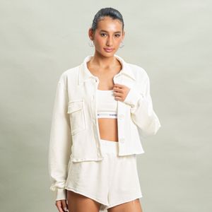 Camisa Abotoada Crop Em Moletom Sunday