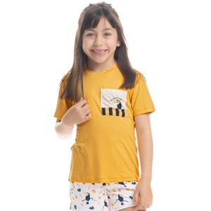 Pijama Infantil Curto Com Bolso Lile Tucanos