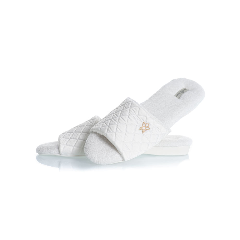 Chinelo Em Atoalhado Flor Aberto Branco - Imagem 1