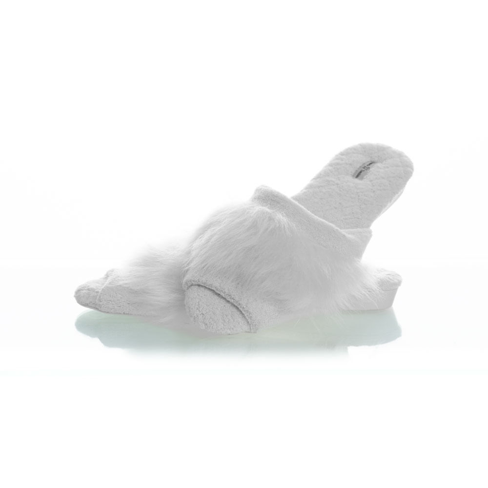 Chinelo Em Atoalhado Com Pelo Karina Branco - Imagem 1