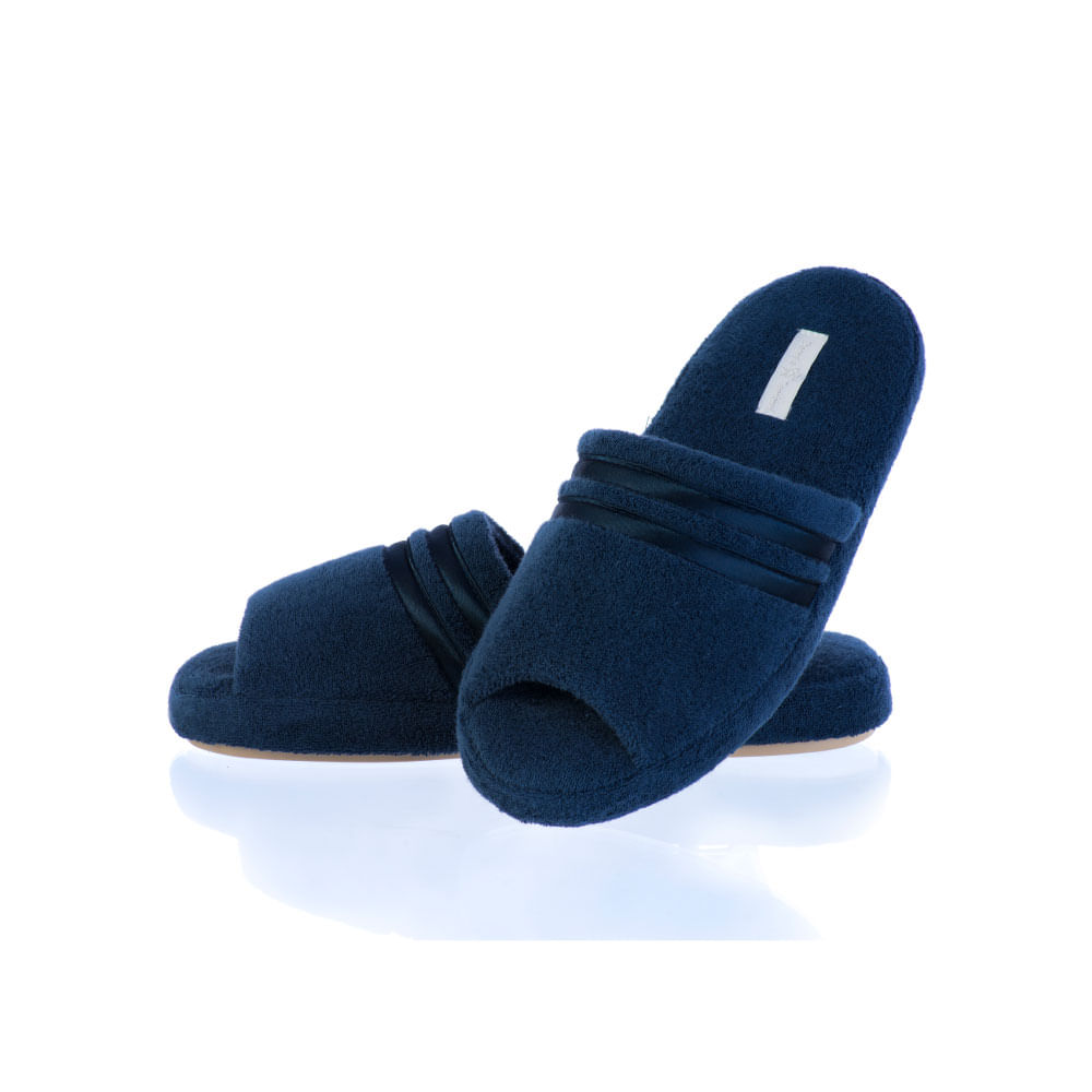 Chinelo Em Atoalhado Aberto Liss Azul-marinho - Imagem 1