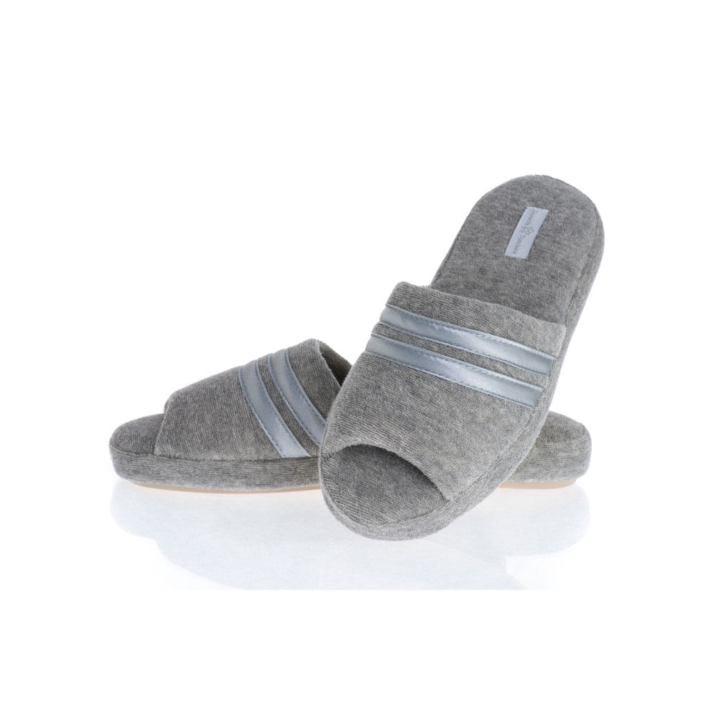 Chinelo Em Atoalhado Aberto Liss Cinza - Imagem 1