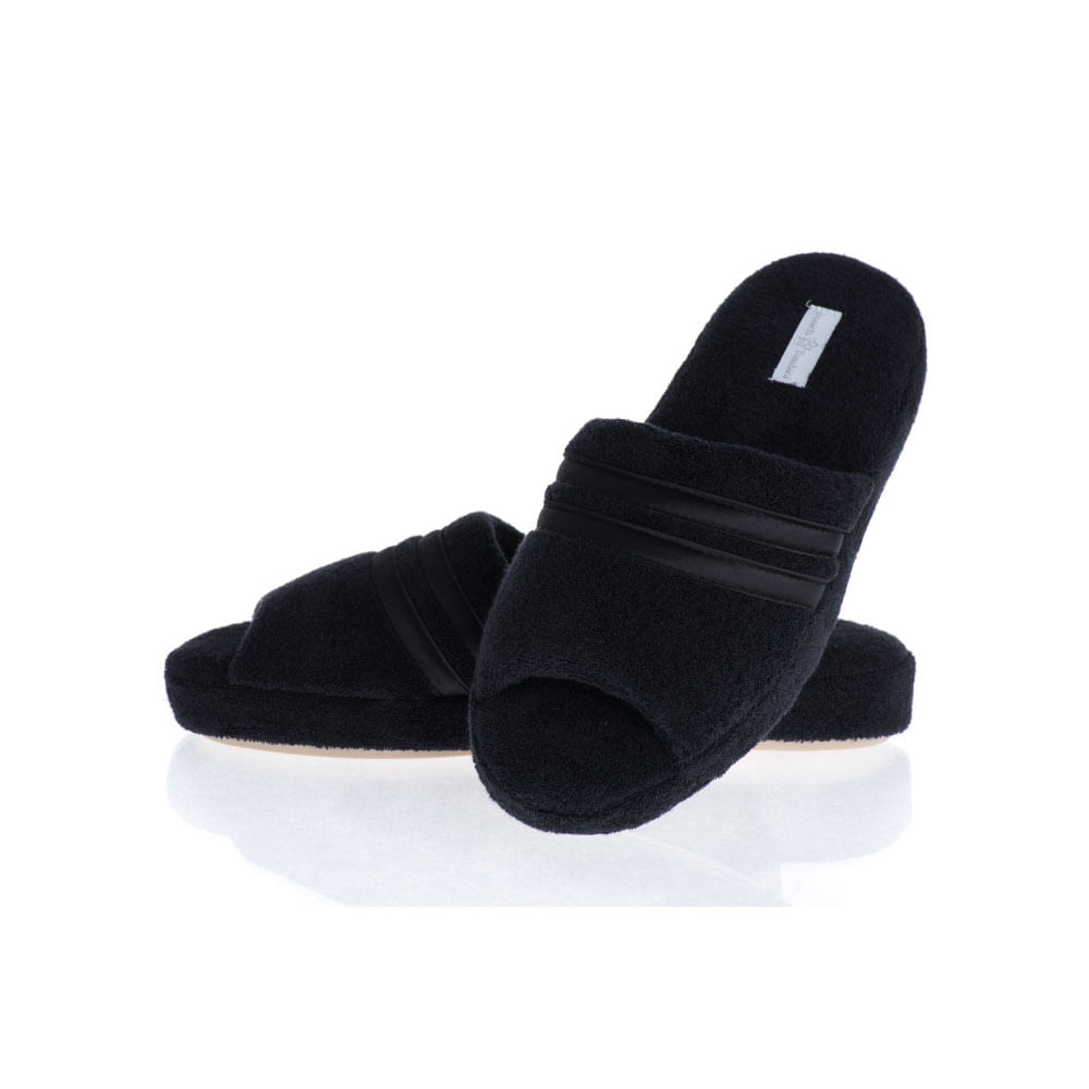 Chinelo Em Atoalhado Aberto Liss Preto - Imagem 1