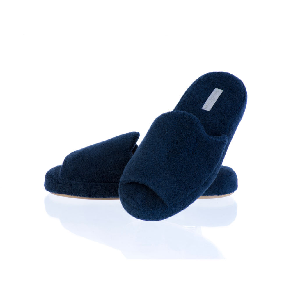 Chinelo Em Atoalhado Bruna Aberto Azul-marinho - Imagem 1