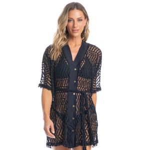Kaftan Camisa Amplo Rendão Curto Florença