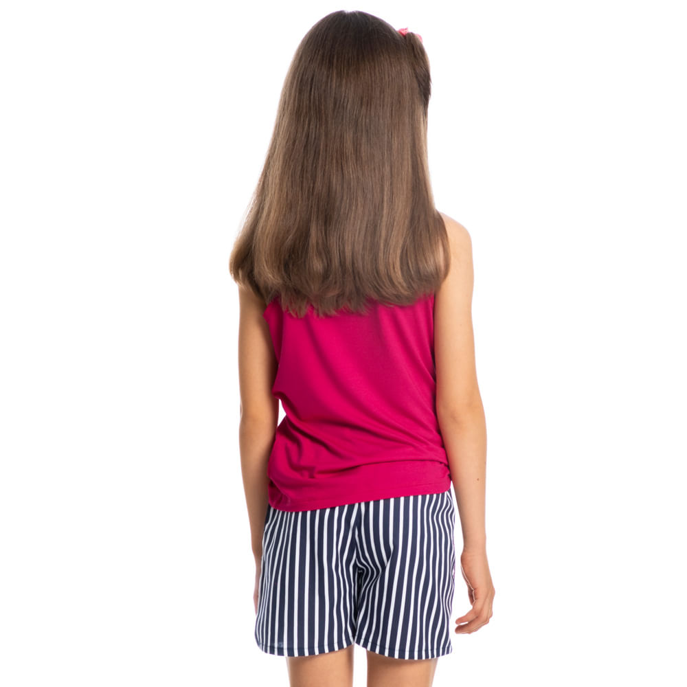 Pijama Infantil Feminino Curto Regata Dreams Azul-marinho - Imagem 2