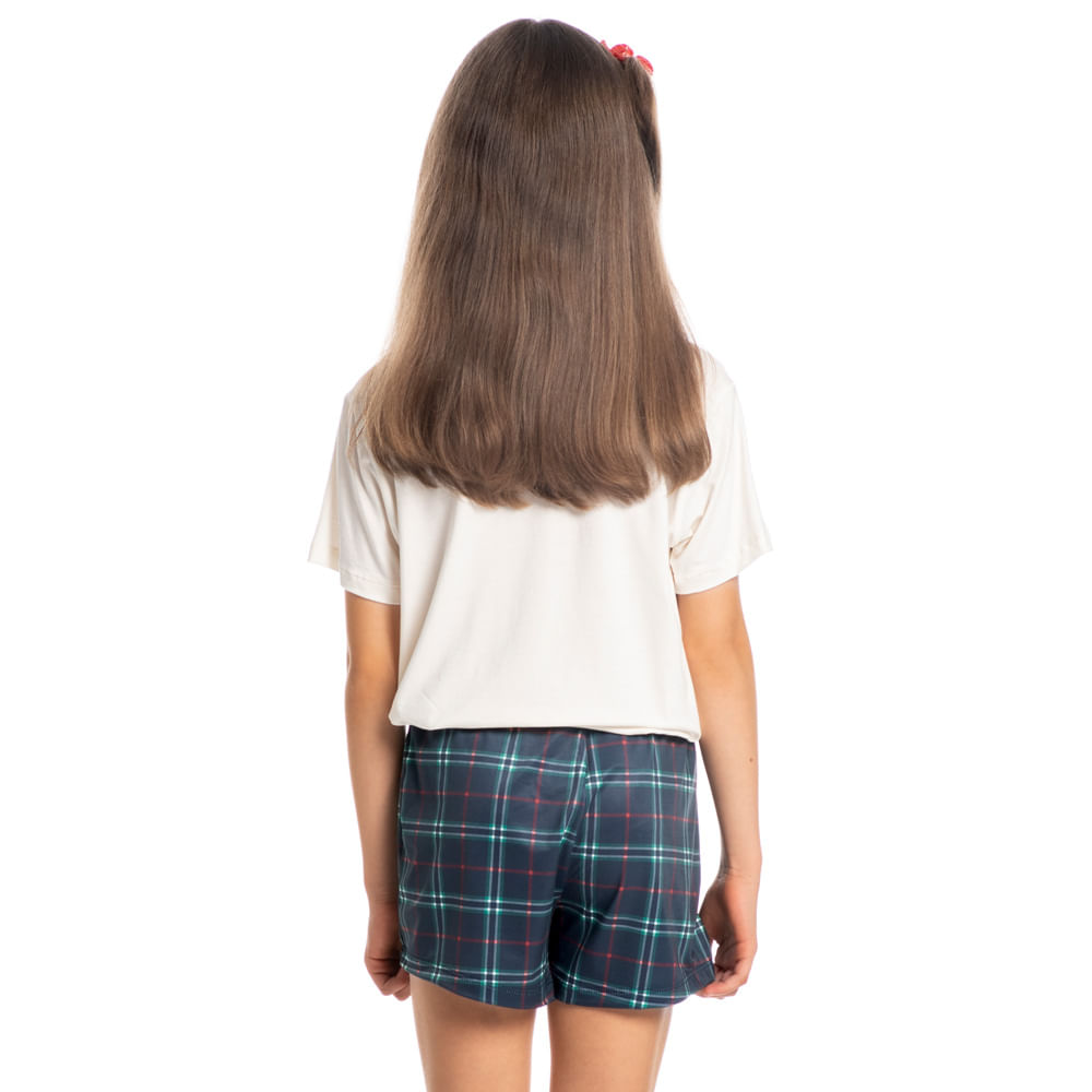 Pijama Infantil Feminino Curto Happy Wishes Azul-marinho - Imagem 2