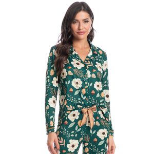 Pijama Feminino Longo Abotoado Floral Luna