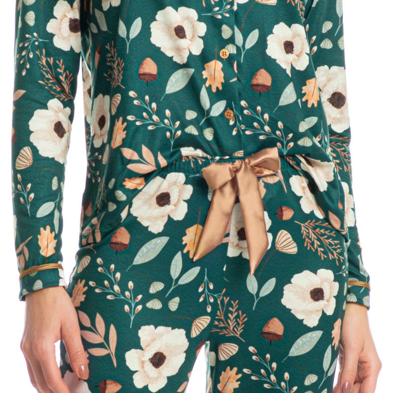 Pijama-Feminino-Longo-Abotoado-Floral-Luna