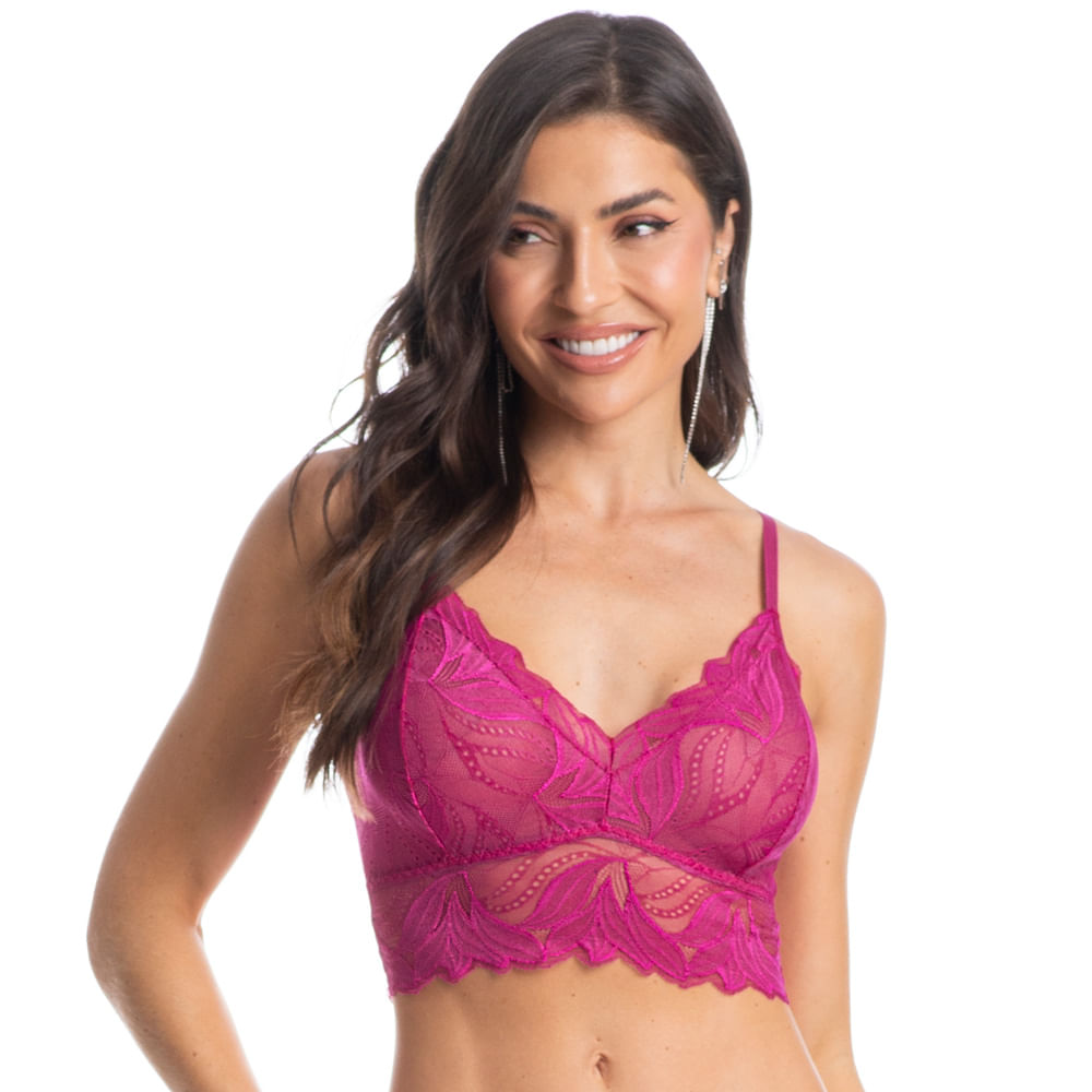 Top Em Renda Manu Mari Rosa - Imagem 1