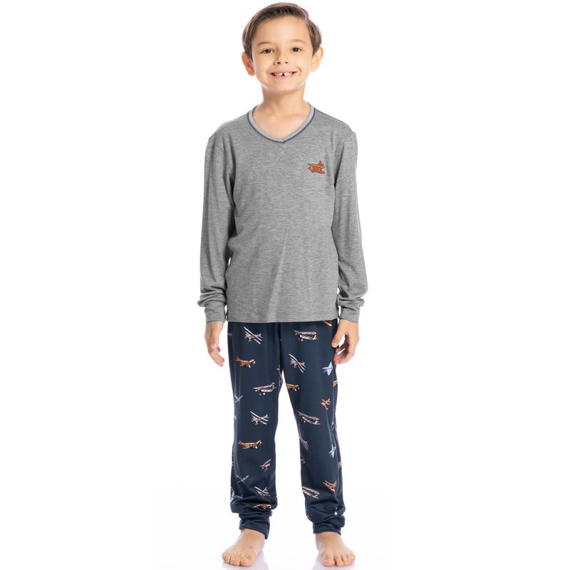 Pijama-Infantil-Masculino-Longo-Avioes-Matteo