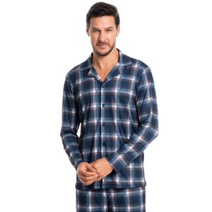 Pijama Masculino Longo Abotoado Xadrez Bento Tombini