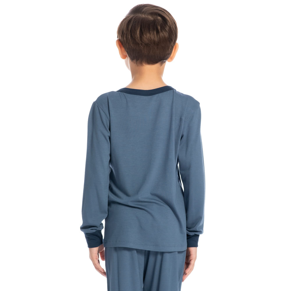 Pijama Infantil Masculino Longo Antônio Tombini Azul-2 - Imagem 2