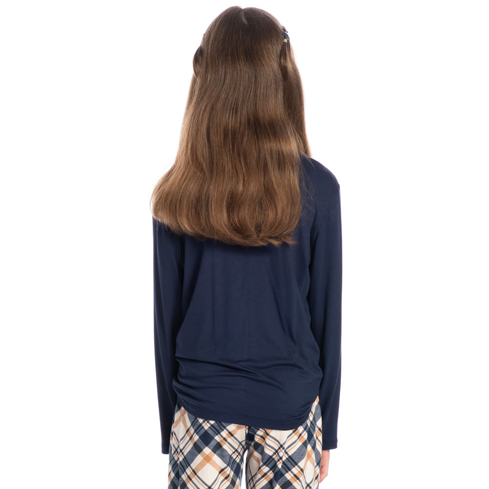 Pijama Unissex Infantil Curto Chess Tombini Azul-marinho - Imagem 2