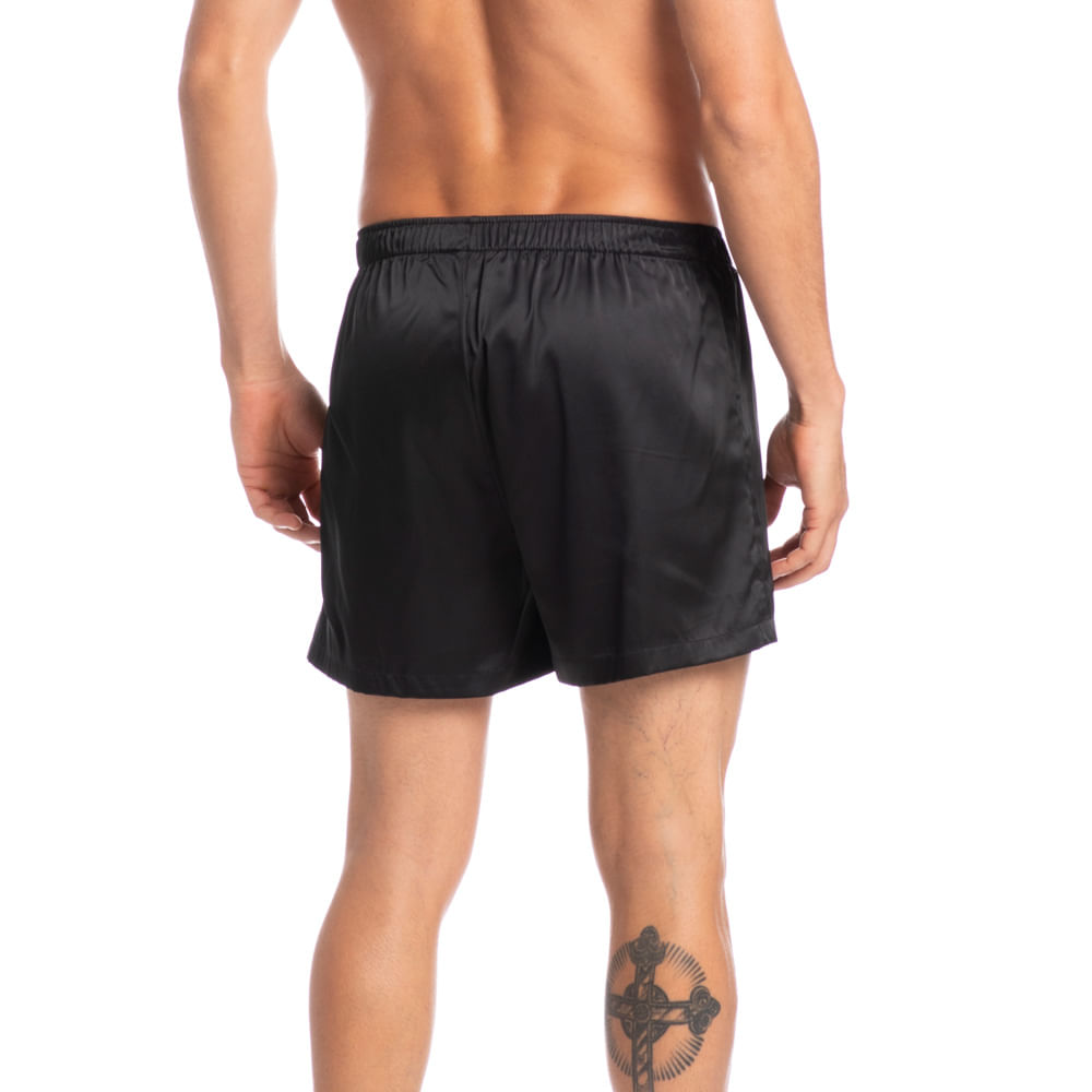 Boxer Masculina Lisa Em Cetim Enzo Tombini Preto - Imagem 2