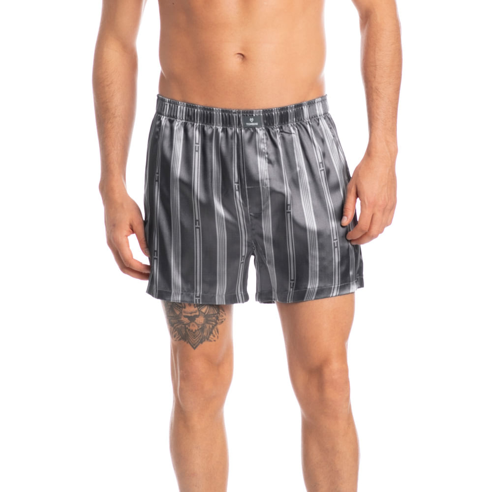 Boxer Masculina Estampada Enzo Tombini Cinza - Imagem 1