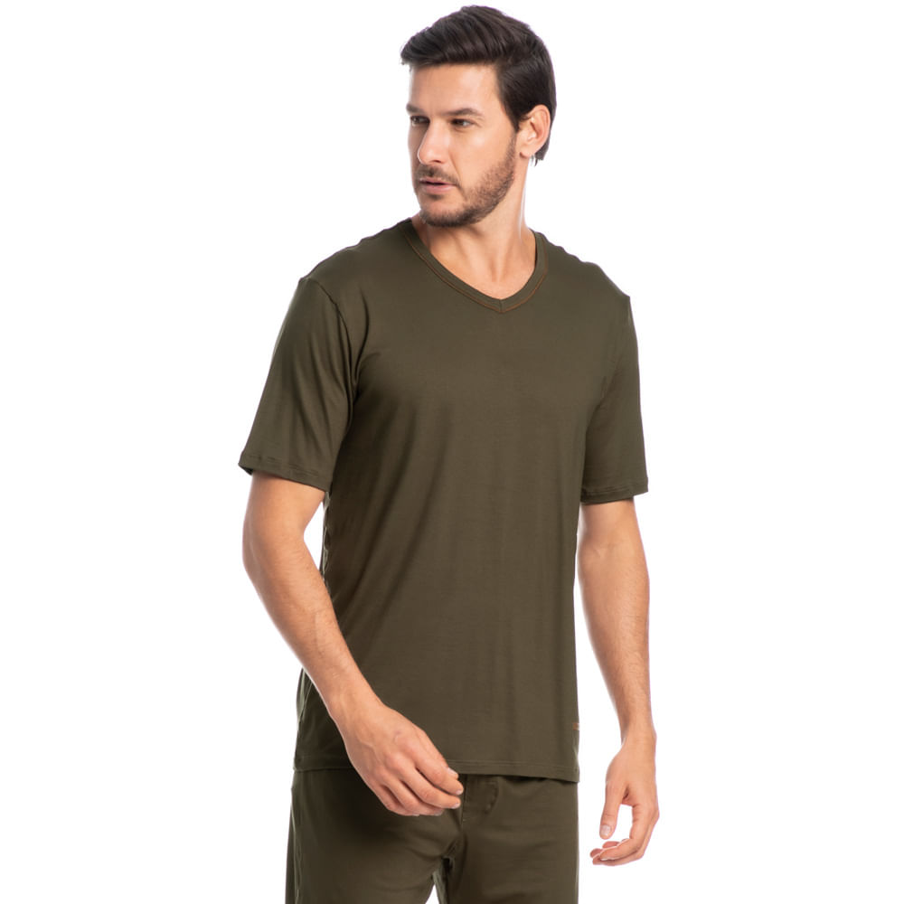 Pijama Masculino Curto New Romeu Tombini Marrom - Imagem 1
