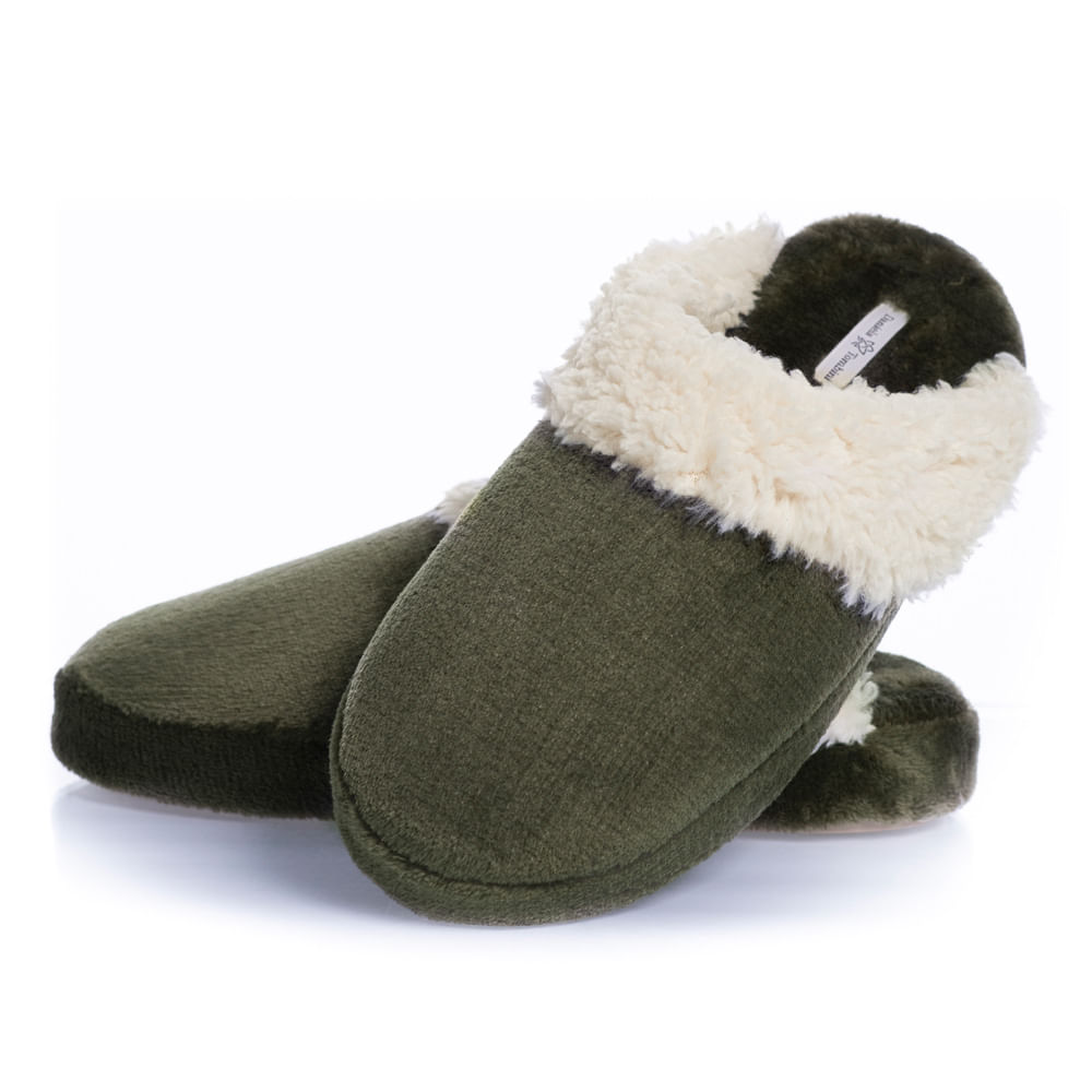 Chinelo Feminino Em Fleece Fran Verde - Imagem 2