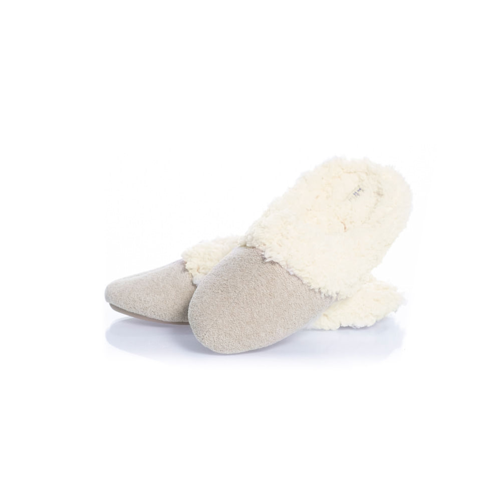 Chinelo Feminino Em Tweed Bianca Bege - Imagem 1