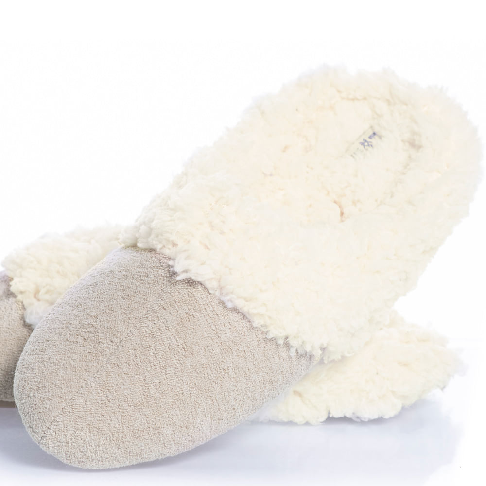 Chinelo Feminino Em Tweed Bianca Bege - Imagem 2